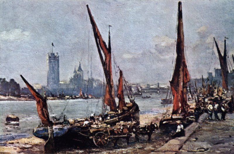 Houses of Parliament från Vauxhall (färg litho) av John Muirhead