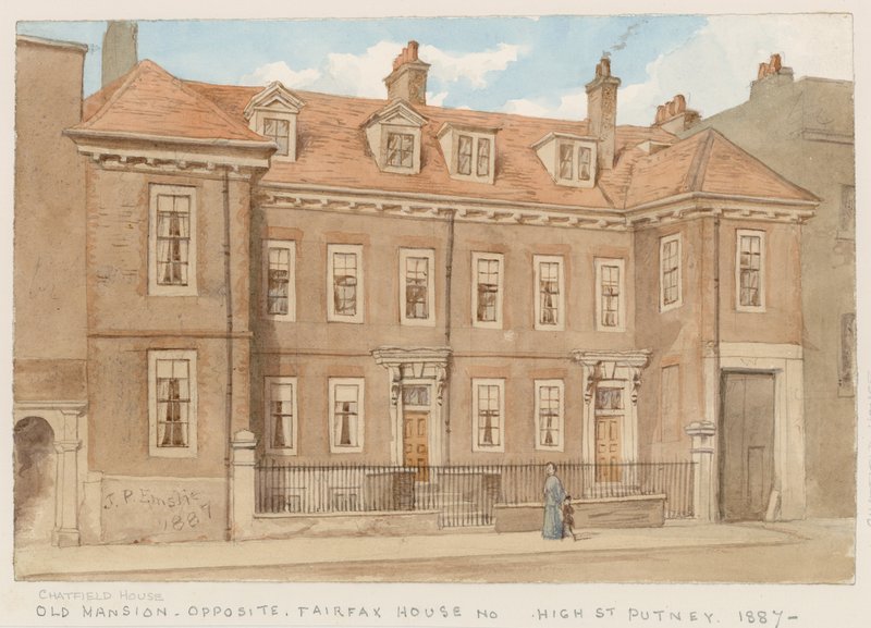 Chatfield House, mittemot Fairfax House, High Street, Putney, 1887 av John Phillipp Emslie