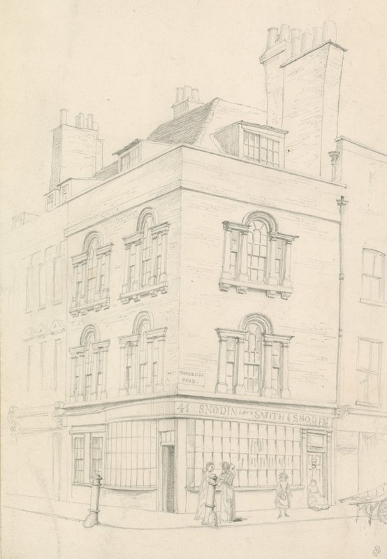 Hus i hörnet av Red Lion Street och Theobalds Road, mot Lamb