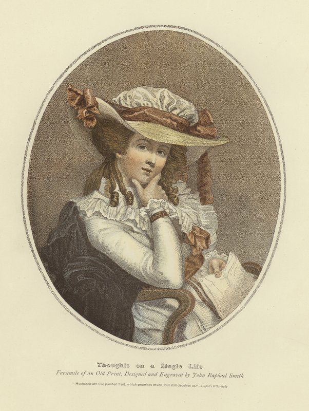 Tankar om ett singelliv (färggravyr) av John Raphael Smith