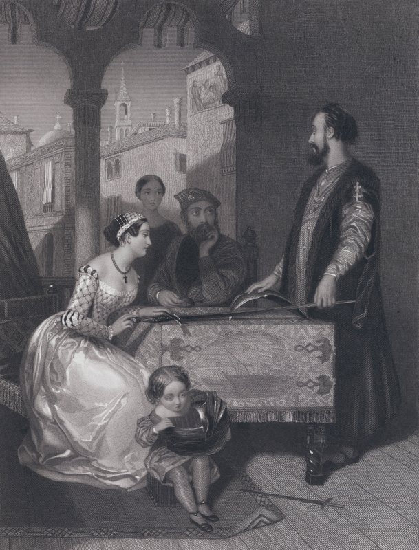 Gentile Bellini och ättlingarna till den store Enrico Dandolo (gravyr) av John Rogers (after) Herbert