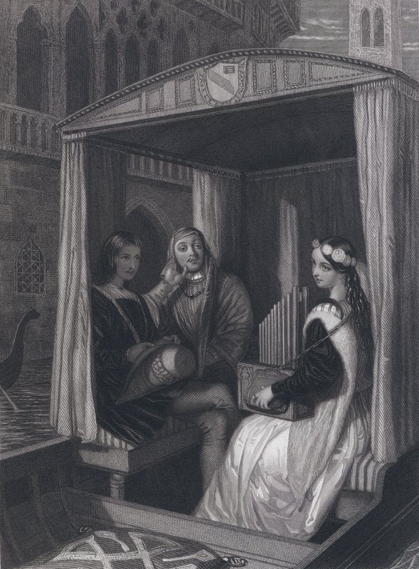 Lady Viola och hennes lärare (gravyr) av John Rogers (after) Herbert