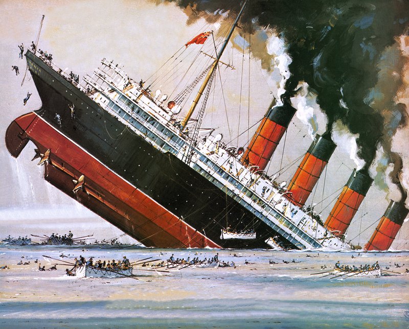 Lusitanias förlisning i maj 1915 (litografi) av John S. Smith