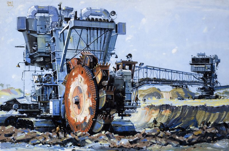 Förvandla öknen till ett överflödesland, illustration från "Mighty Machines av John S. Smith