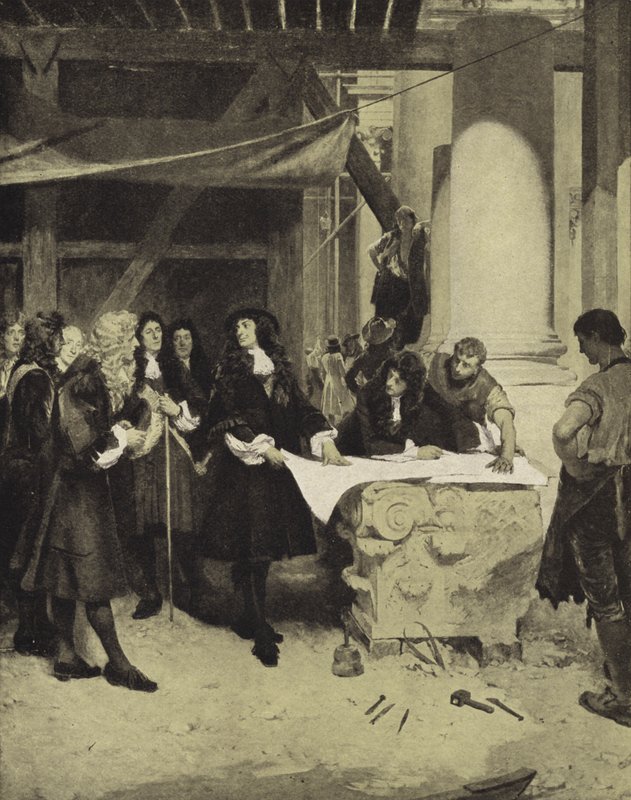 Kung Charles II besökte Sir Christopher Wren under byggandet av St Paul
