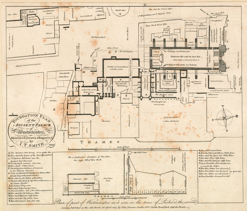 Plan för en del av Westminster som den var på Richard den andres tid av John Thomas Smith