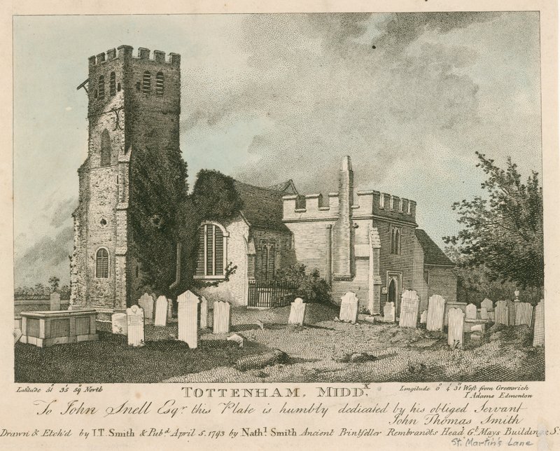 Tottenham Church, London av John Thomas Smith