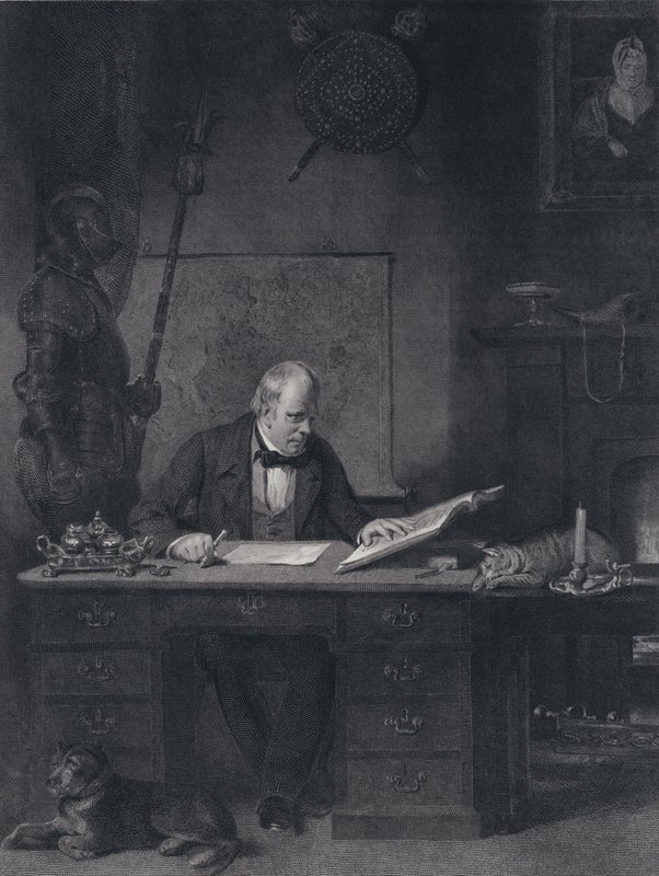 Sir Walter Scott i hans studie (gravyr) av John Watson Gordon