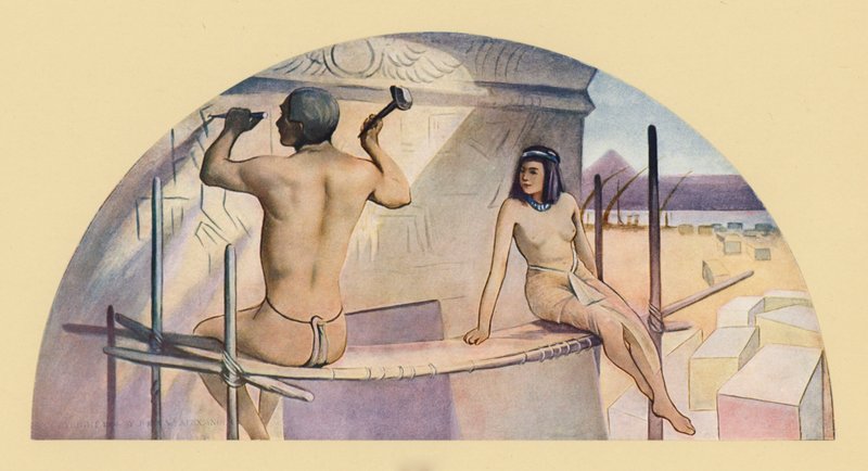 Hieroglyfen (färglitografi) av John White (after) Alexander
