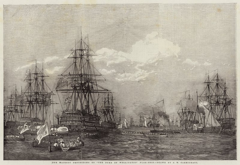 Hennes Majestät går till flaggskeppet Duke of Wellington av John Wilson Carmichael