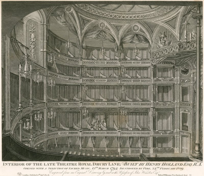 Interiör av den sena Theatre Royal, Drury Lane, London av John Winston
