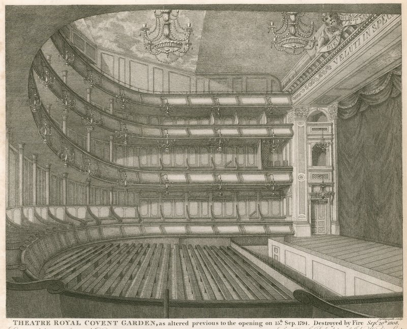 Theatre Royal, Covent Garden, London, i den ändrade versionen före öppnandet den 15 september 1794. av John Winston