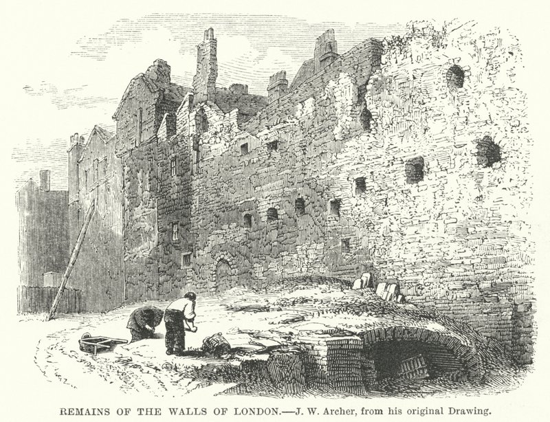Remains of the Walls of London (gravyr) av John Wykeham Archer