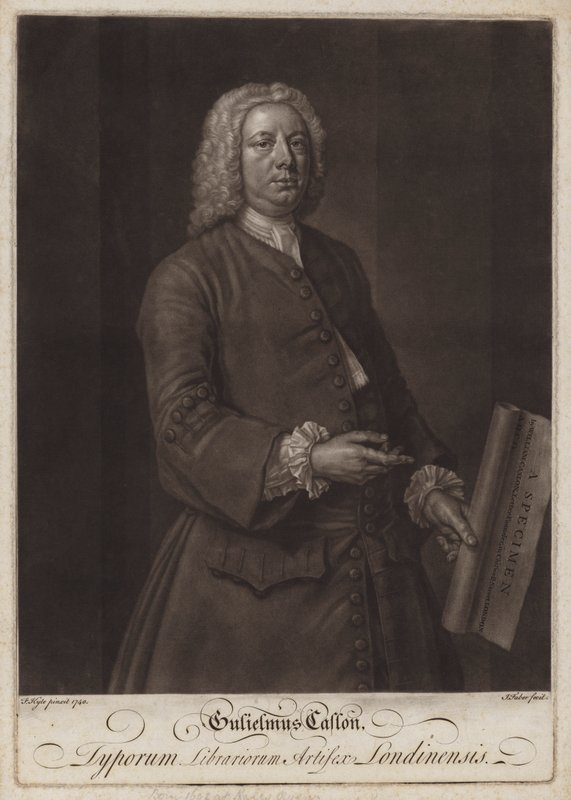 William Caslon, engelsk typograf (mezzotint) av John the younger Faber