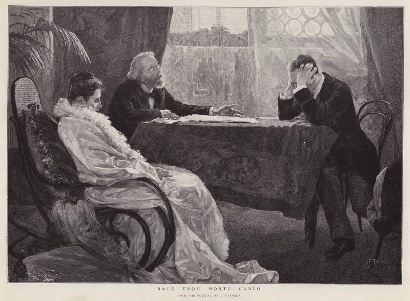 Tillbaka från Monte Carlo (litho) av Jose Garnelo y Alda