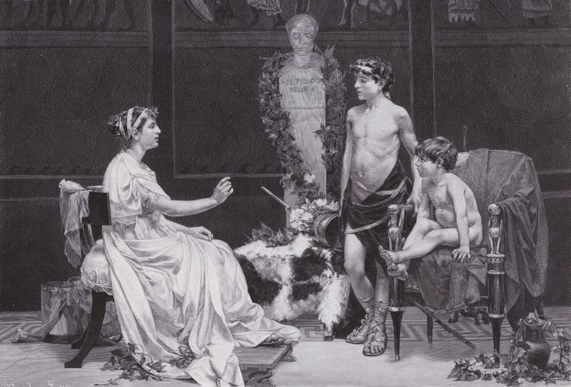 Cornelia, Gracchis moder (litho) av Jose Garnelo y Alda