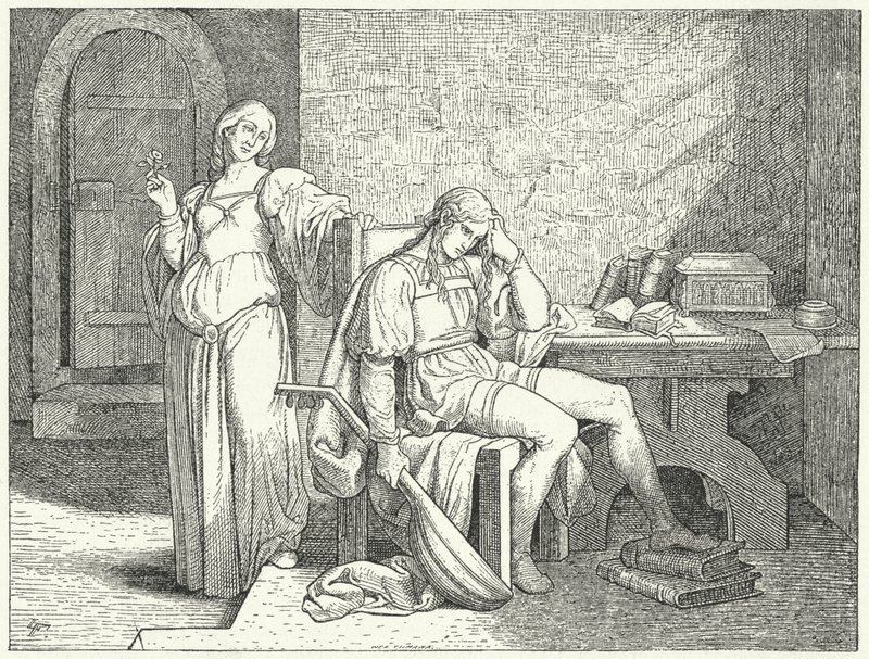 Enzio av Sardinien, oäkta son till den helige romerske kejsaren Fredrik II, i fångenskapen av Guelph Lombarderna av Josef Mathias (after) Trenkwald