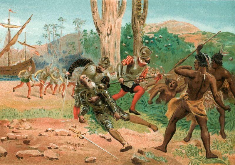 Kifo cha Magellan huko Ufilipino av Josep or Jose Planella Coromina