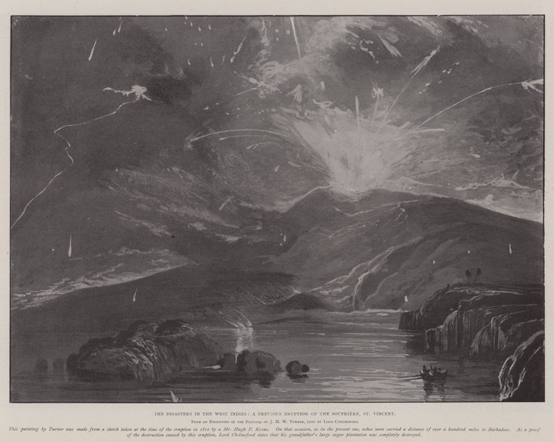 Katastroferna i Västindien, ett tidigare utbrott av Soufriere, St Vincent av Joseph Mallord William Turner