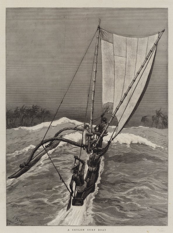 En surfbåt på Ceylon av Joseph Nash