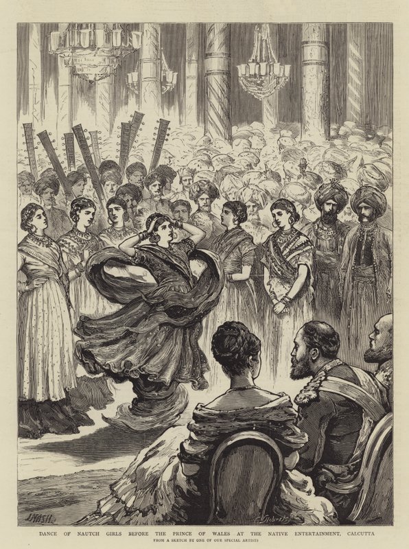 Dance of Nautch Girls före prinsen av Wales på Native Entertainment, Calcutta av Joseph Nash