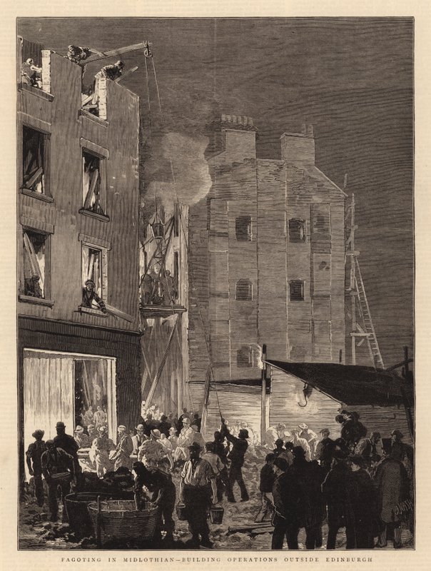 Fagoting i Midlothian, Building Operations utanför Edinburgh av Joseph Nash