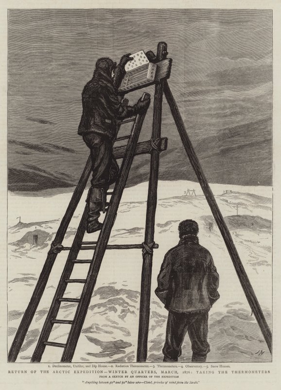 Return of the Arctic Expedition, Winter Quarters, mars 1876, med termometrarna av Joseph Nash