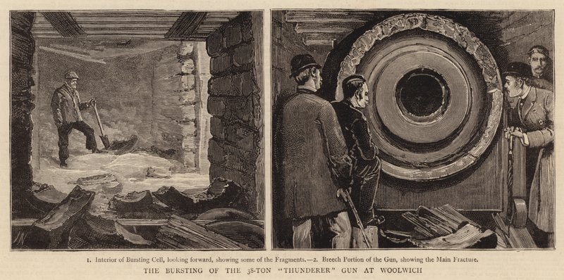 Sprängningen av 38-tons Thunderer Gun i Woolwich av Joseph Nash