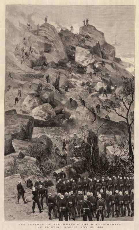 Infångandet av Sekukunis fäste, stormar den stridande Koppie, 28 november 1879 av Joseph Nash