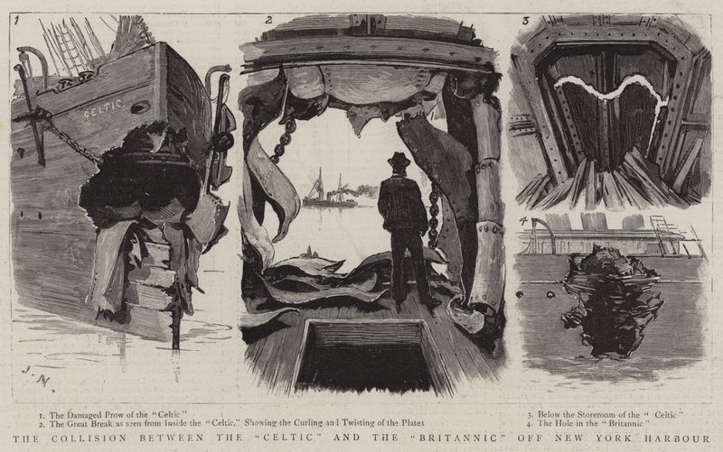 Kollisionen mellan Celtic och Britannic utanför New Yorks hamn av Joseph Nash