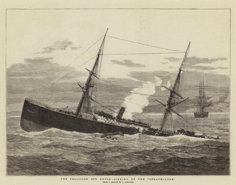 Kollisionen utanför Dover, sinking of the Strathclyde av Joseph Nash