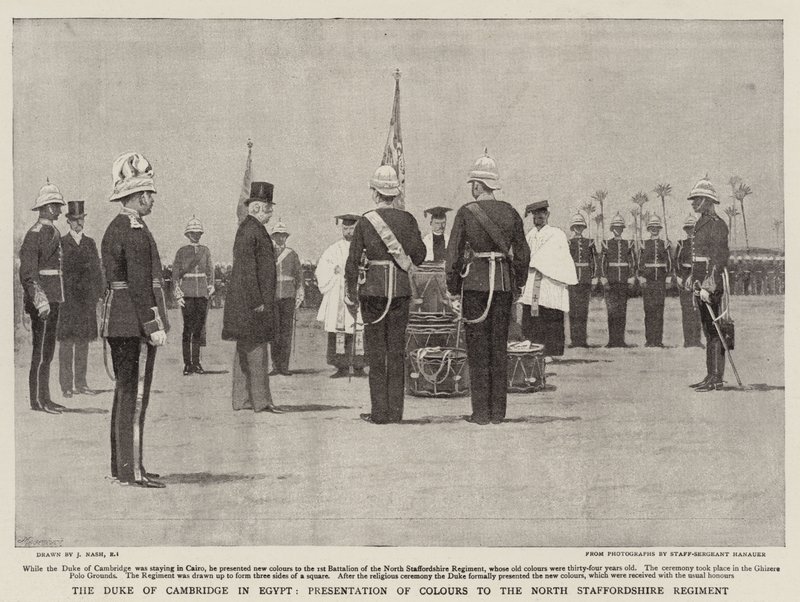 Hertigen av Cambridge i Egypten, presentation av färger till North Staffordshire Regiment av Joseph Nash