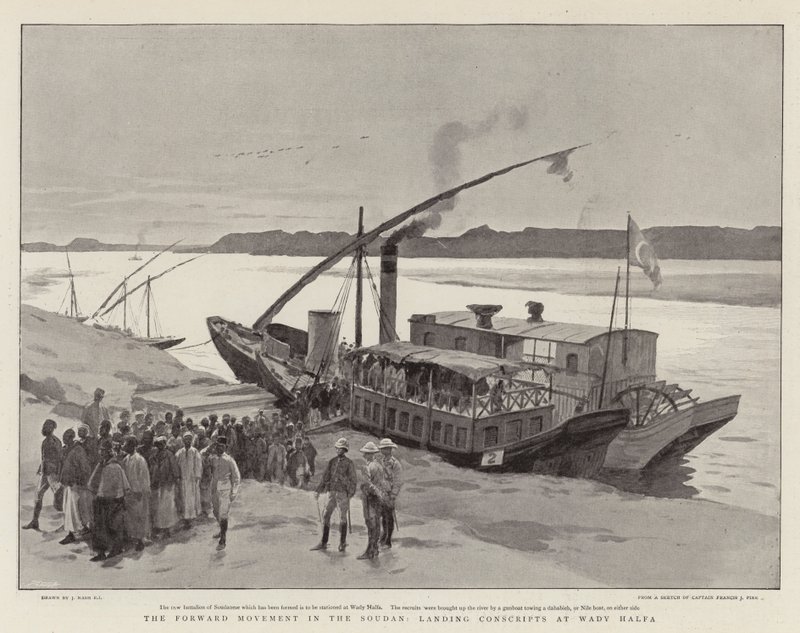 Forward Movement in the Soudan, Landing Conscripts at Wady Halfa av Joseph Nash