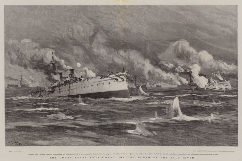 The Great Naval Engagement utanför Yaluflodens mynning av Joseph Nash