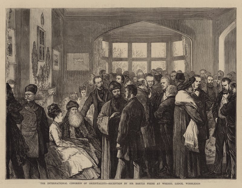 The International Congress of Orientalists, mottagning av Sir Bartle Frere på Wressil Lodge, Wimbledon av Joseph Nash