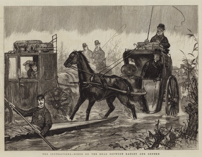 The Inundations, scen på vägen mellan Radley och Oxford av Joseph Nash