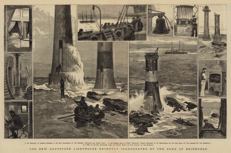 The New Eddystone Lighthouse invigdes nyligen av hertigen av Edinburgh av Joseph Nash