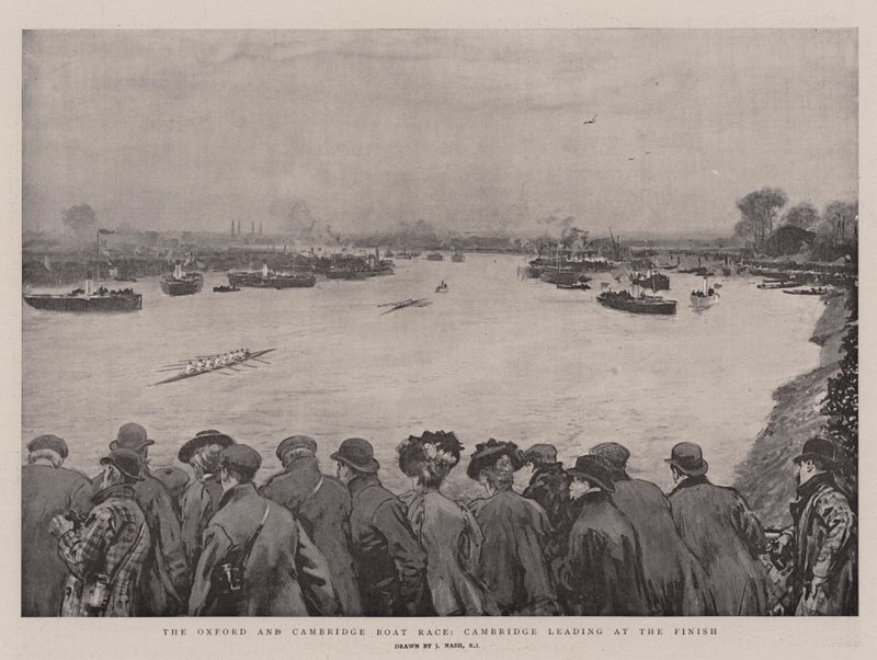 Oxford och Cambridge Boat Race, Cambridge leder vid målgången av Joseph Nash