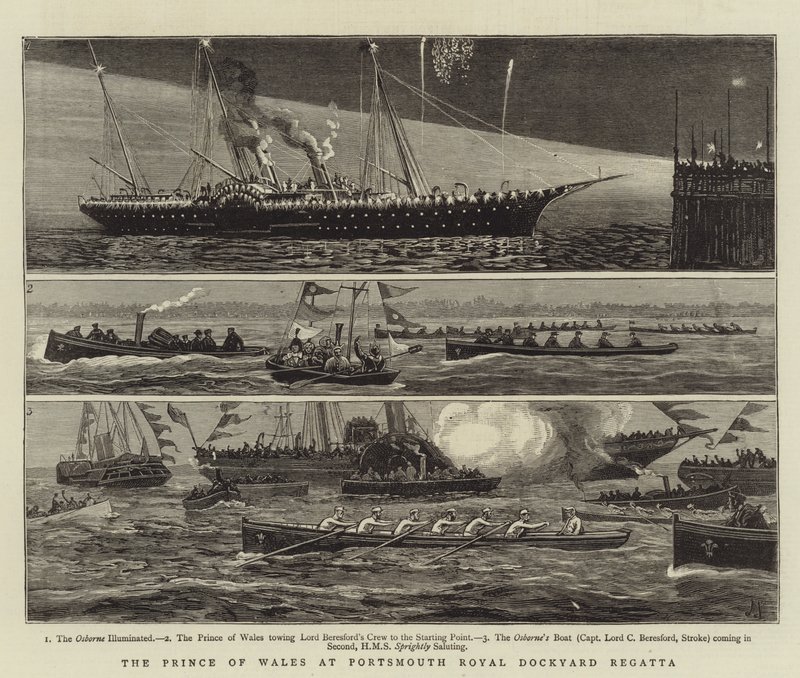Prinsen av Wales vid Portsmouth Royal Dockyard Regatta av Joseph Nash