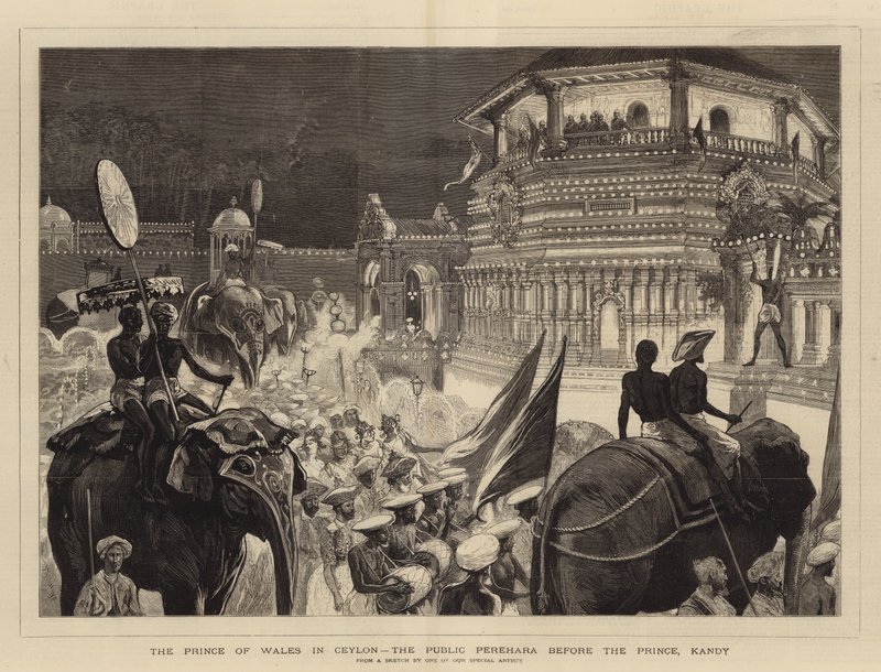 Prinsen av Wales i Ceylon, Public Perahera före Prinsen, Kandy av Joseph Nash