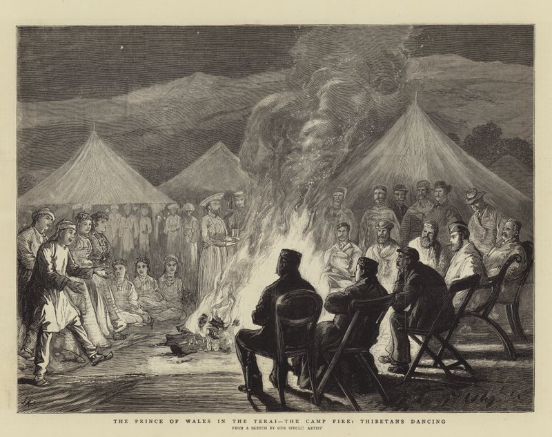 Prinsen av Wales i Terai, Camp Fire, Thibetaner som dansar av Joseph Nash
