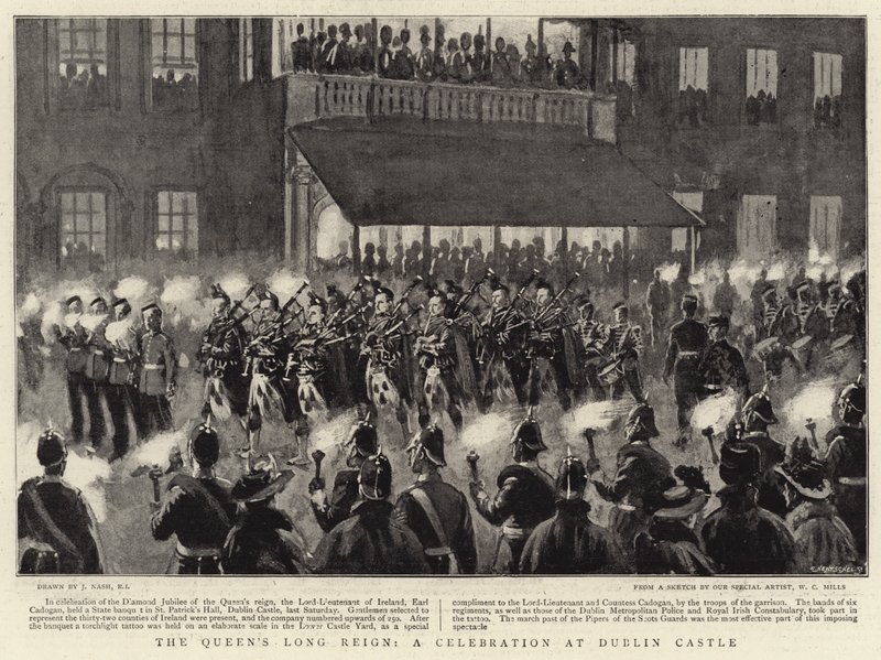 Drottningens långa regeringstid, en celebration på Dublin Castle av Joseph Nash