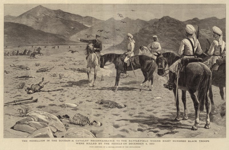 Upproret i Soudan, en kavallerispaning till slagfältet där åttahundra svarta trupper dödades av rebellerna den 4 december 1883 av Joseph Nash
