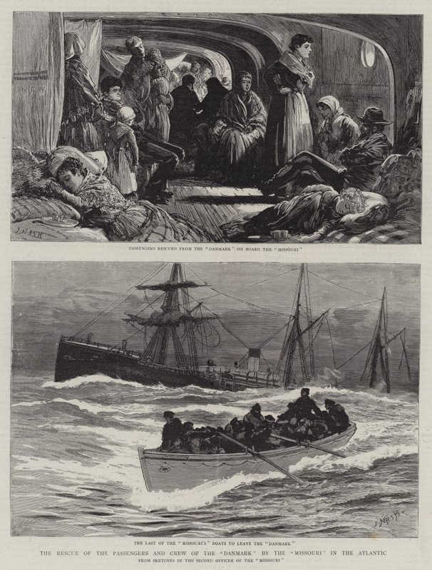 Räddningen av passagerarna och besättningen i Danmark vid Missouri i Atlanten av Joseph Nash