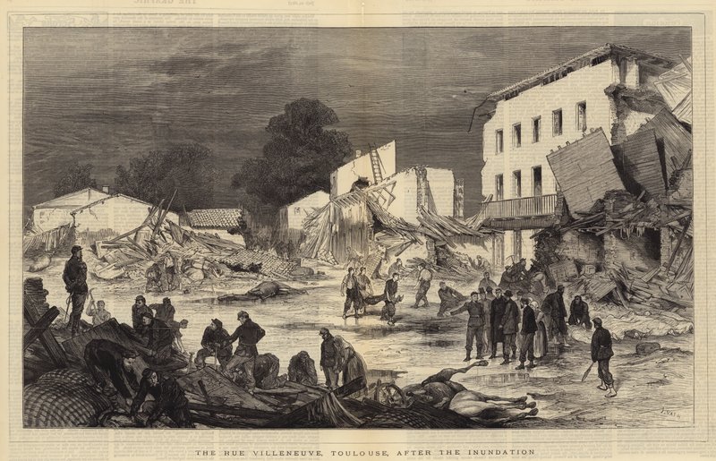Rue Villeneuve, Toulouse, efter översvämningen av Joseph Nash