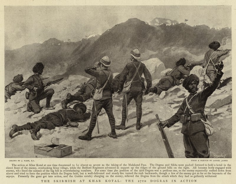 Skirmish vid Khar Kotal, den 27:e Dogras i aktion av Joseph Nash