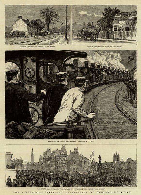 Stephensons hundraårsfirande i Newcastle-on-Tyne av Joseph Nash