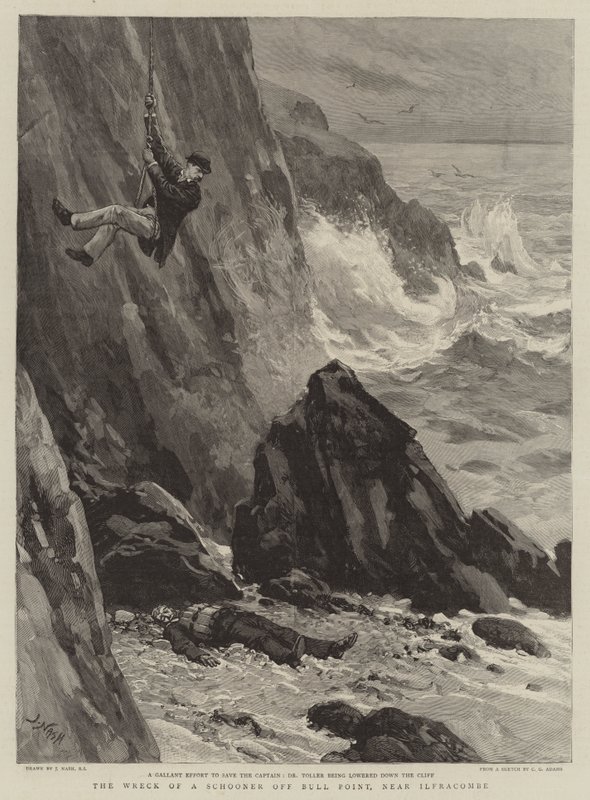 The Wreck of a Schooner utanför Bull Point, nära Ilfracombe av Joseph Nash