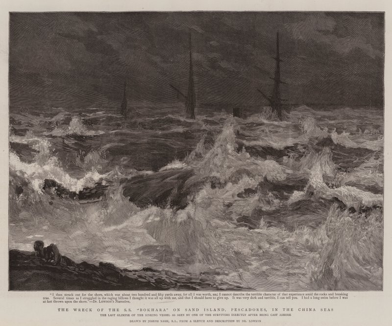 SS Bokharas vrak på Sand Island, Pescadores, i Kinesiska havet av Joseph Nash