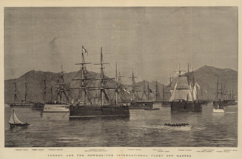 Turkiet och makterna, den internationella flottan utanför Ragusa av Joseph Nash